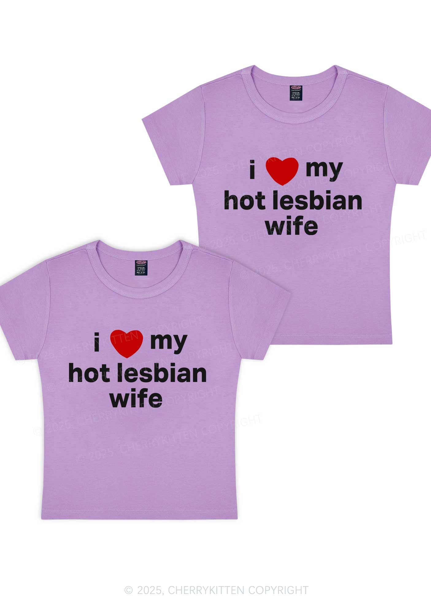 Love My Hot Lesbian Wife Y2K Valentine's Day Baby Tee Cherrykitten
