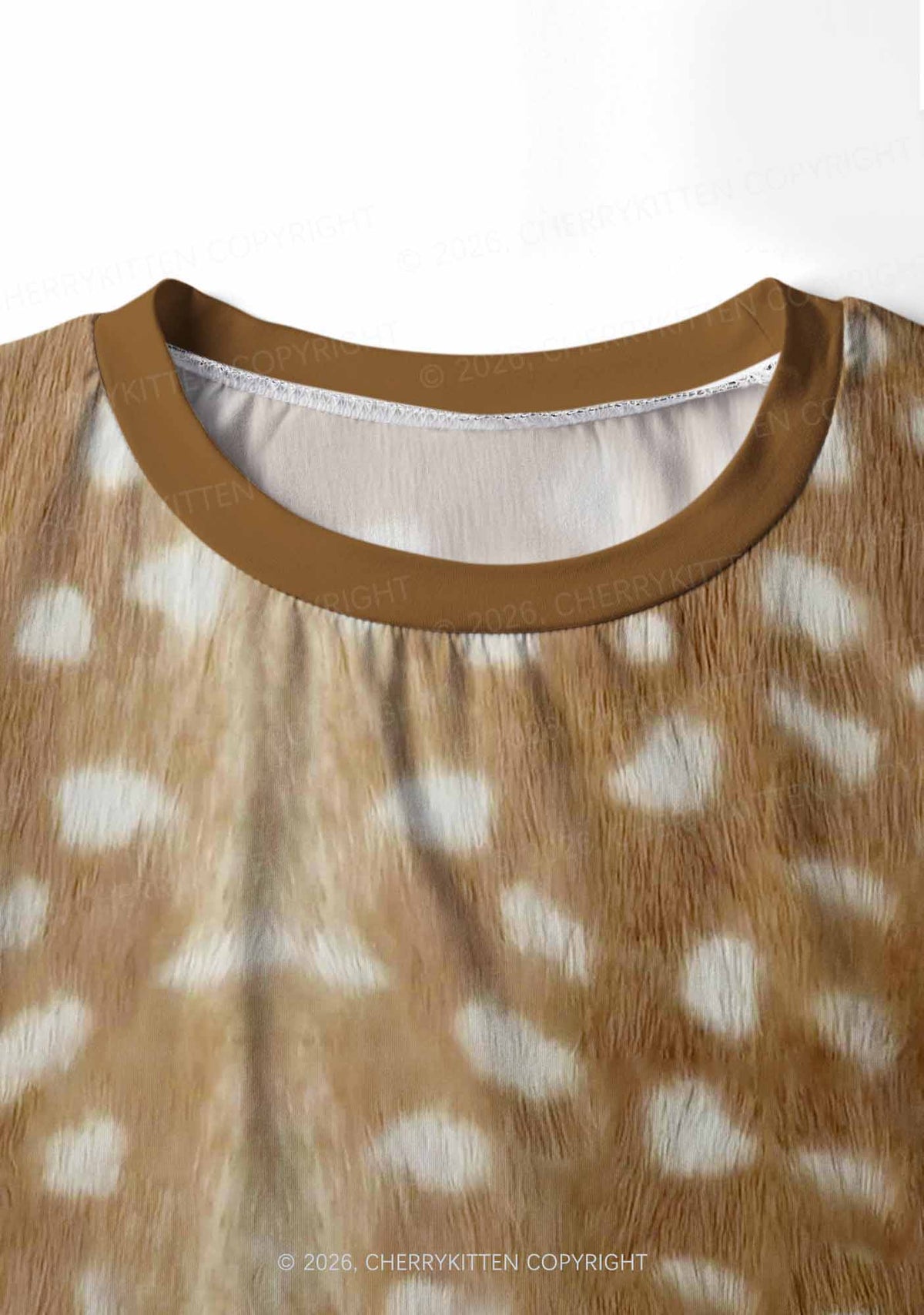 Deer Texture Y2K Print Long Sleeve Pajama Set Cherrykitten