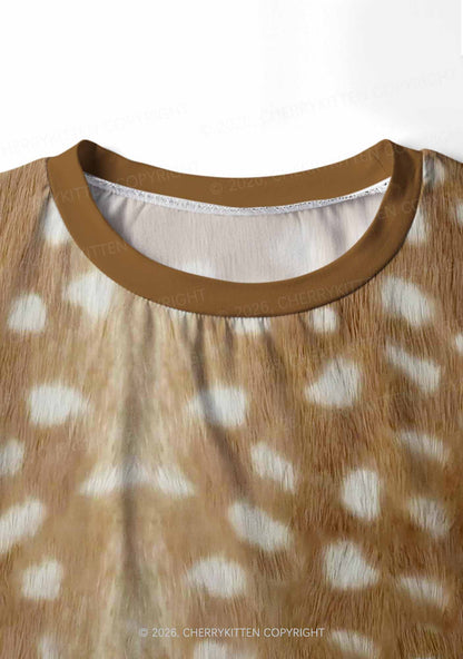 Deer Texture Y2K Print Long Sleeve Pajama Set Cherrykitten