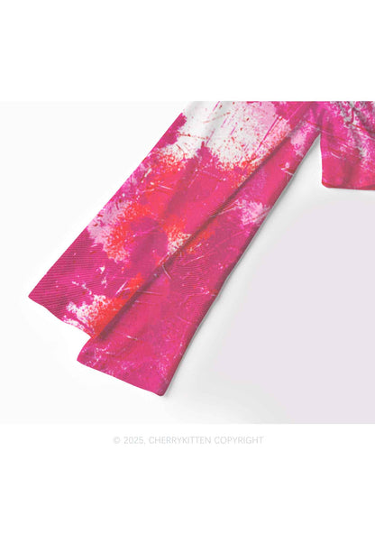 Lesbian Ink Pride Y2K Mesh Long Sleeve Crop Top Cherrykitten