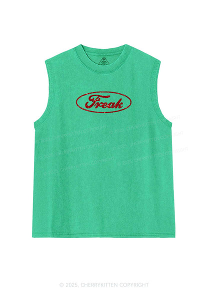 Glitter Oval Freak Y2K Washed Muscle Tank Cherrykitten
