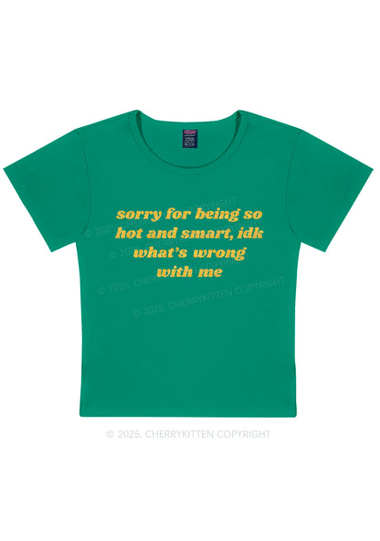 Glitter Sorry For Being So Smart Y2K Baby Tee Cherrykitten