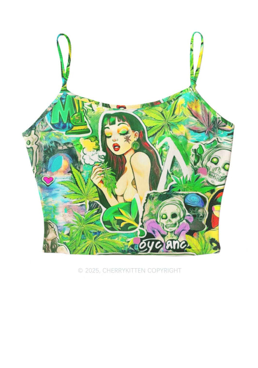 Smoking Girl Y2K Mesh Cami Tank Cherrykitten