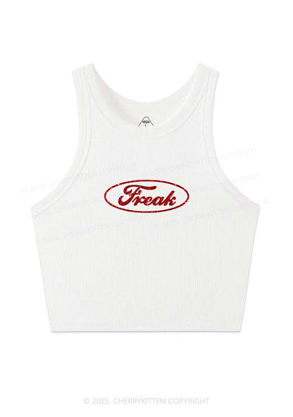 Glitter Oval Freak Y2K Crop Tank Top Cherrykitten