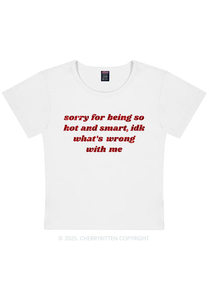 Glitter Sorry For Being So Smart Y2K Baby Tee Cherrykitten