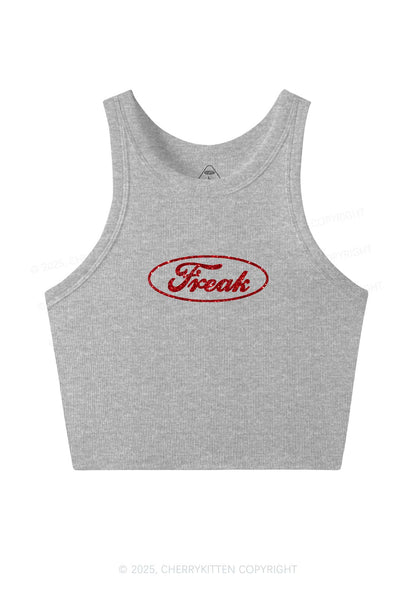 Glitter Oval Freak Y2K Crop Tank Top Cherrykitten