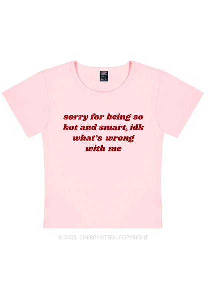 Glitter Sorry For Being So Smart Y2K Baby Tee Cherrykitten