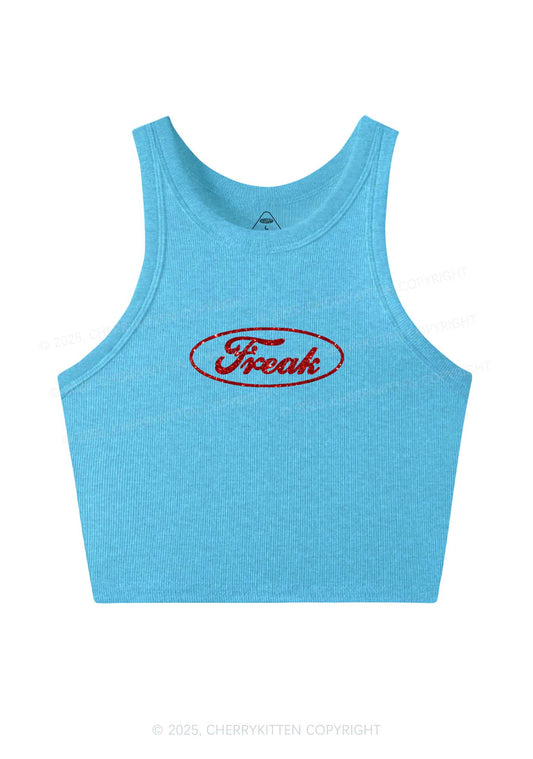 Glitter Oval Freak Y2K Crop Tank Top Cherrykitten
