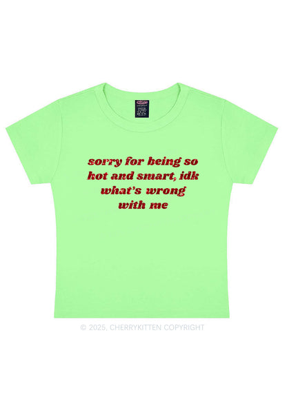 Glitter Sorry For Being So Smart Y2K Baby Tee Cherrykitten