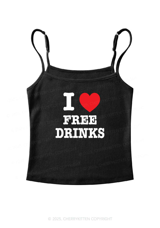 I Love Free Drinks Y2K Spaghetti Strap Cami Cherrykitten
