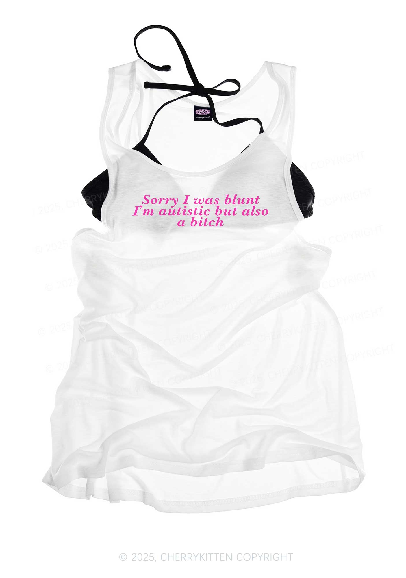 Sorry I Was Blunt Y2K Sheer Boyfriend Tank Cherrykitten