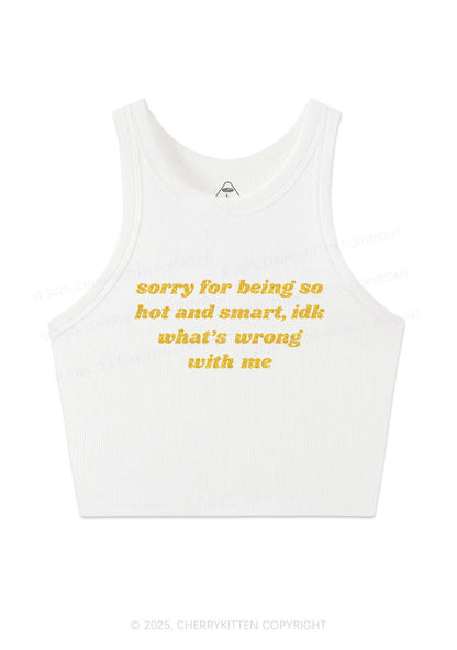 Glitter Sorry For Being So Smart Y2K Crop Tank Top Cherrykitten