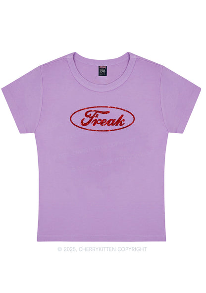 Glitter Oval Freak Y2K Baby Tee Cherrykitten