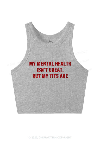 Glitter My Mental Health Isnt Great Y2K Crop Tank Top Cherrykitten