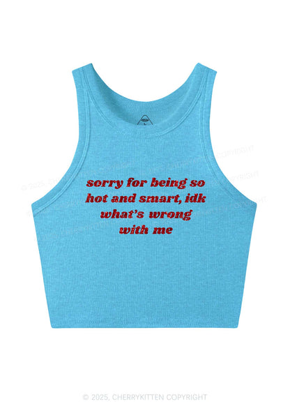 Glitter Sorry For Being So Smart Y2K Crop Tank Top Cherrykitten