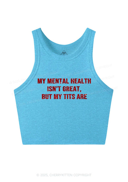 Glitter My Mental Health Isnt Great Y2K Crop Tank Top Cherrykitten