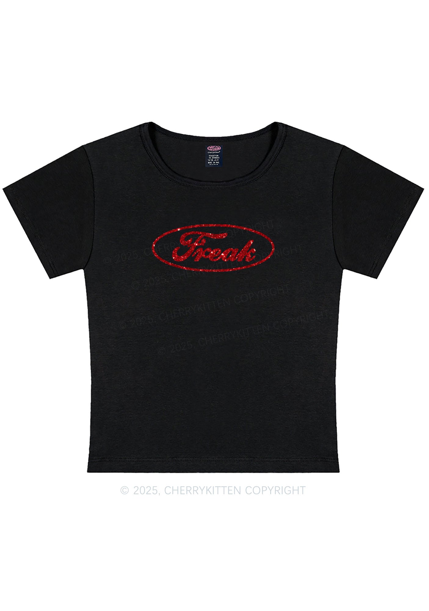 Glitter Oval Freak Y2K Baby Tee Cherrykitten