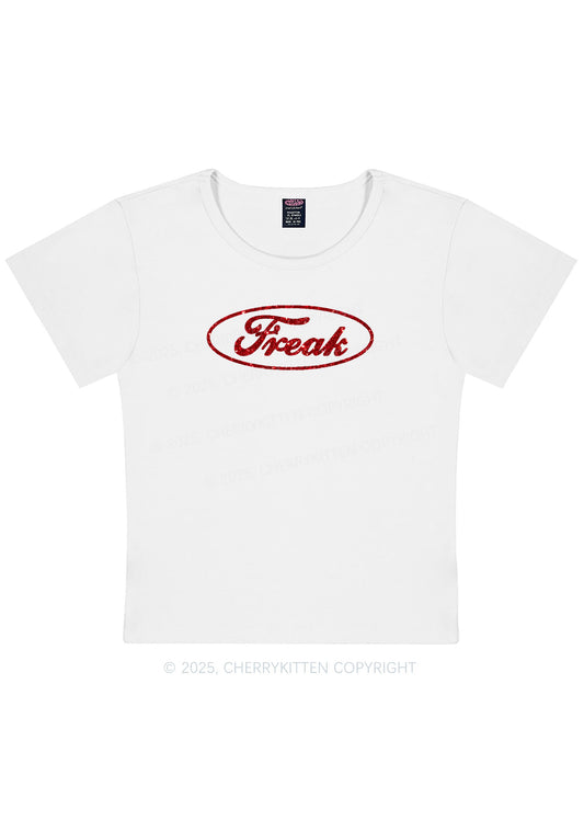 Glitter Oval Freak Y2K Baby Tee Cherrykitten