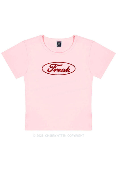 Glitter Oval Freak Y2K Baby Tee Cherrykitten