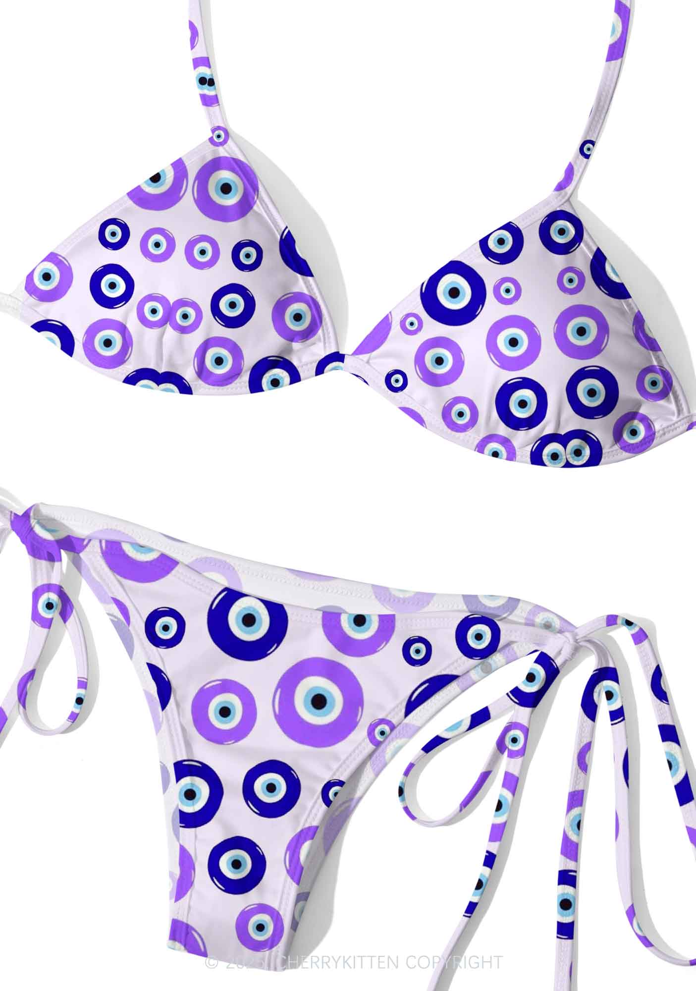 Purple Evil Eye Y2K Print Bikini Set Cherrykitten