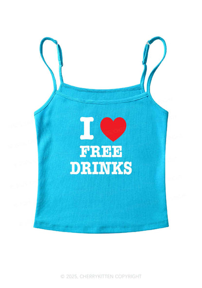 I Love Free Drinks Y2K Spaghetti Strap Cami Cherrykitten