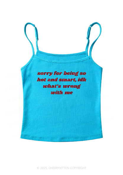 Glitter Sorry For Being So Smart Y2K Spaghetti Strap Cami Cherrykitten