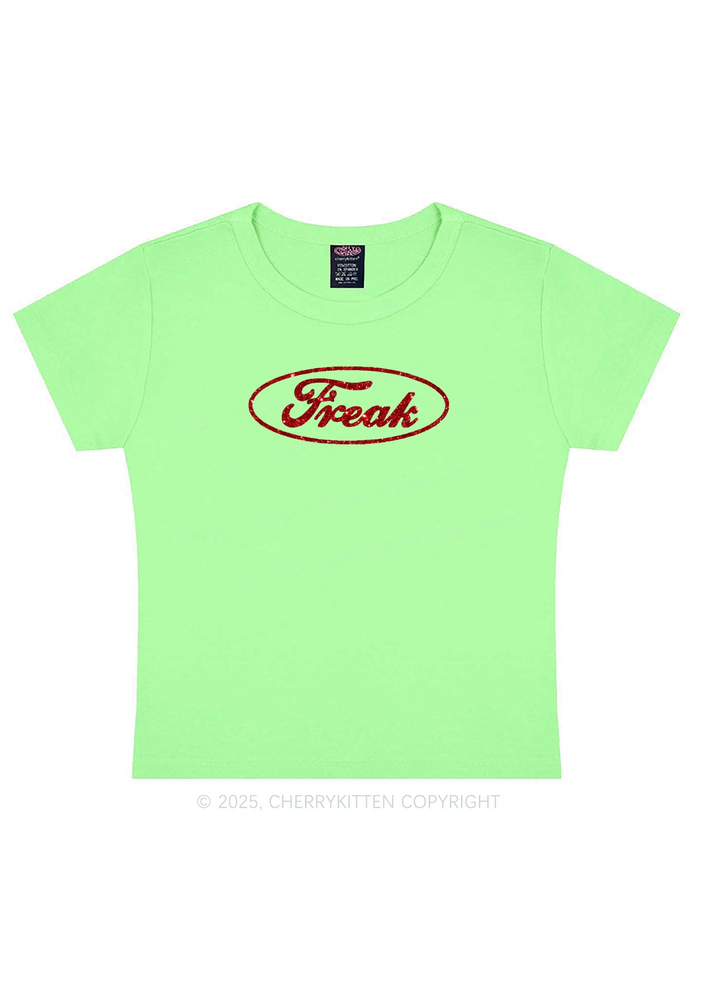 Glitter Oval Freak Y2K Baby Tee Cherrykitten