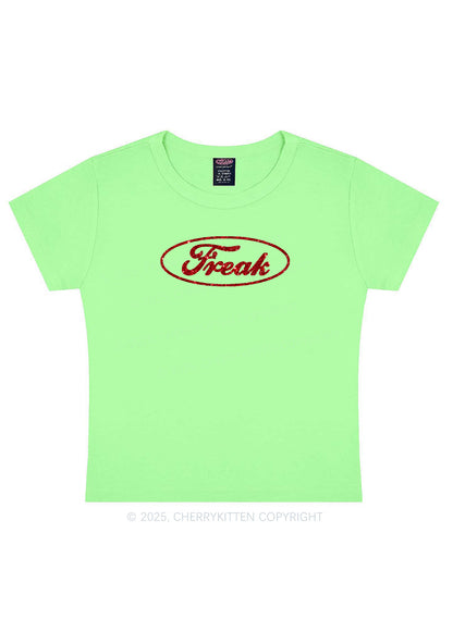 Glitter Oval Freak Y2K Baby Tee Cherrykitten