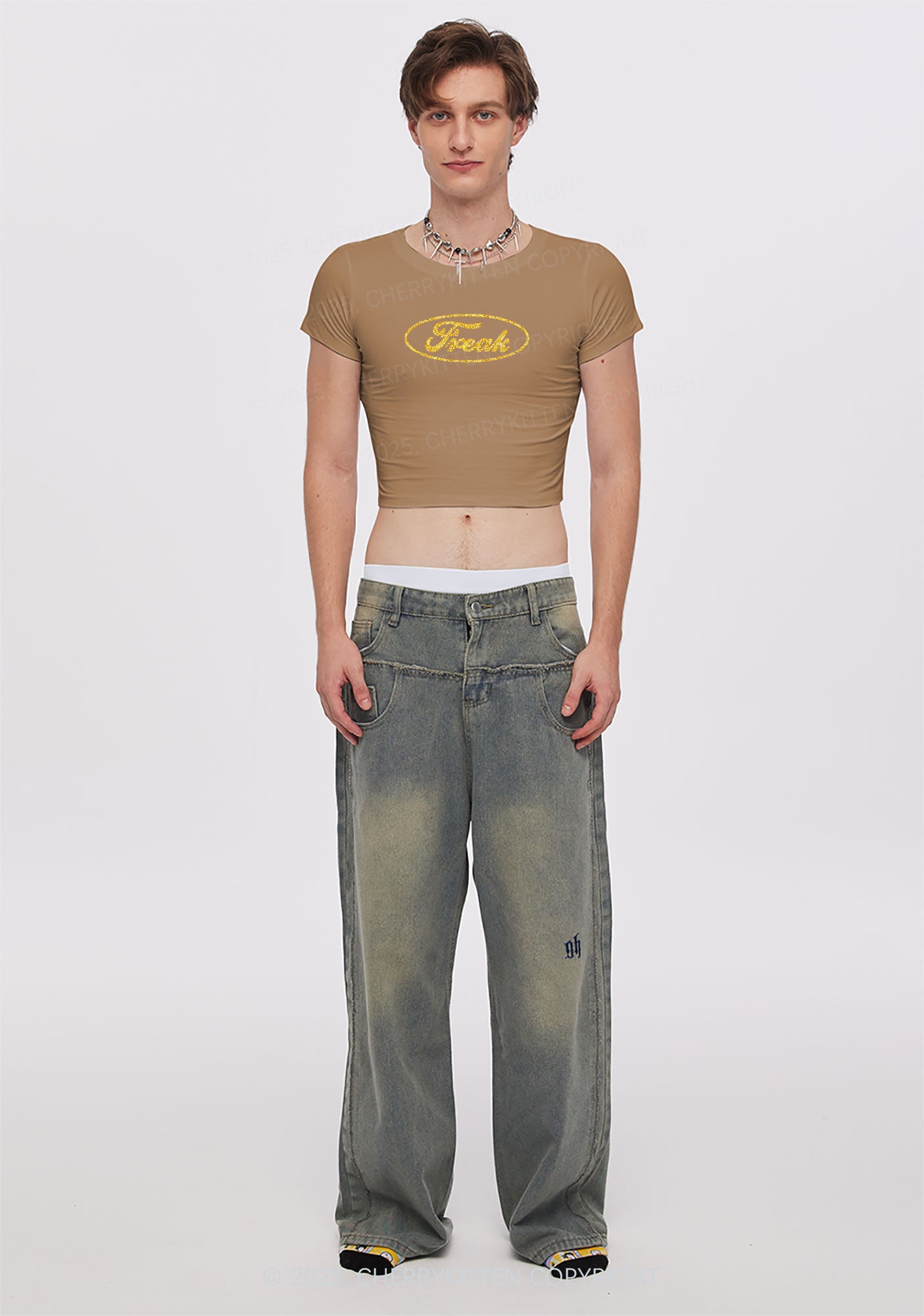 Glitter Oval Freak Y2K Baby Tee Cherrykitten