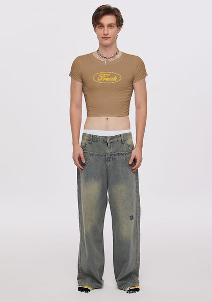 Glitter Oval Freak Y2K Baby Tee Cherrykitten