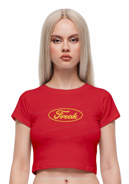 Glitter Oval Freak Y2K Baby Tee Cherrykitten