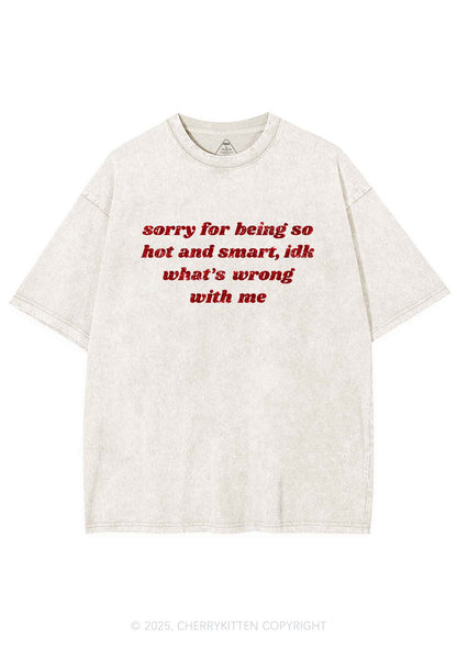 Glitter Sorry For Being So Smart Y2K Shirts Washed Tee Cherrykitten