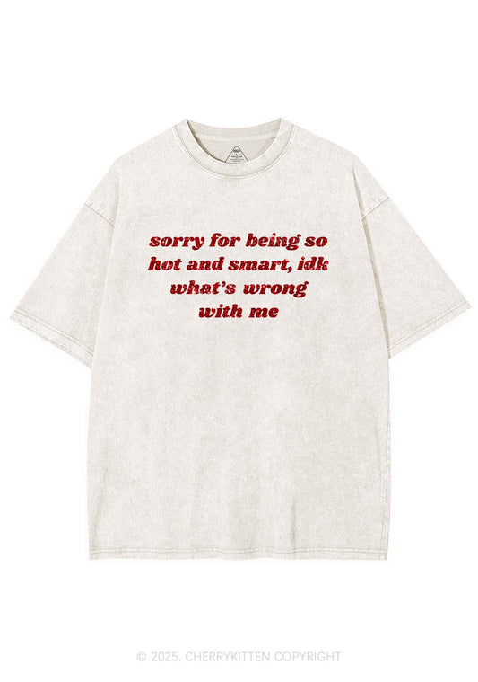 Glitter Sorry For Being So Smart Y2K Shirts Washed Tee Cherrykitten