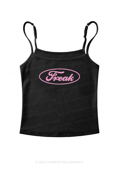 Glitter Oval Freak Y2K Spaghetti Strap Cami Cherrykitten