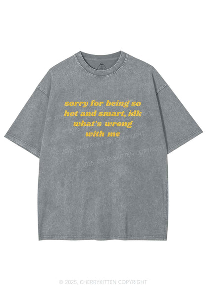 Glitter Sorry For Being So Smart Y2K Shirts Washed Tee Cherrykitten