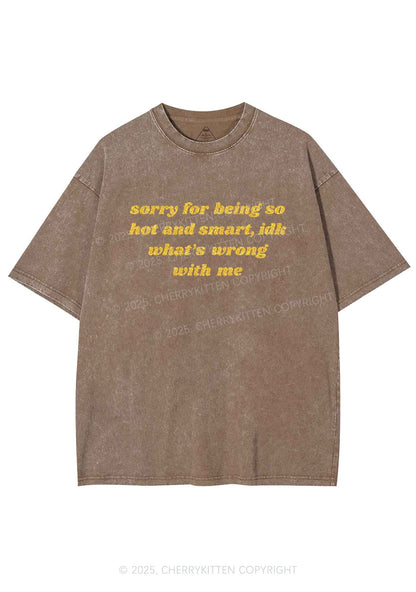Glitter Sorry For Being So Smart Y2K Shirts Washed Tee Cherrykitten