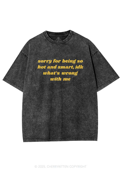 Glitter Sorry For Being So Smart Y2K Shirts Washed Tee Cherrykitten