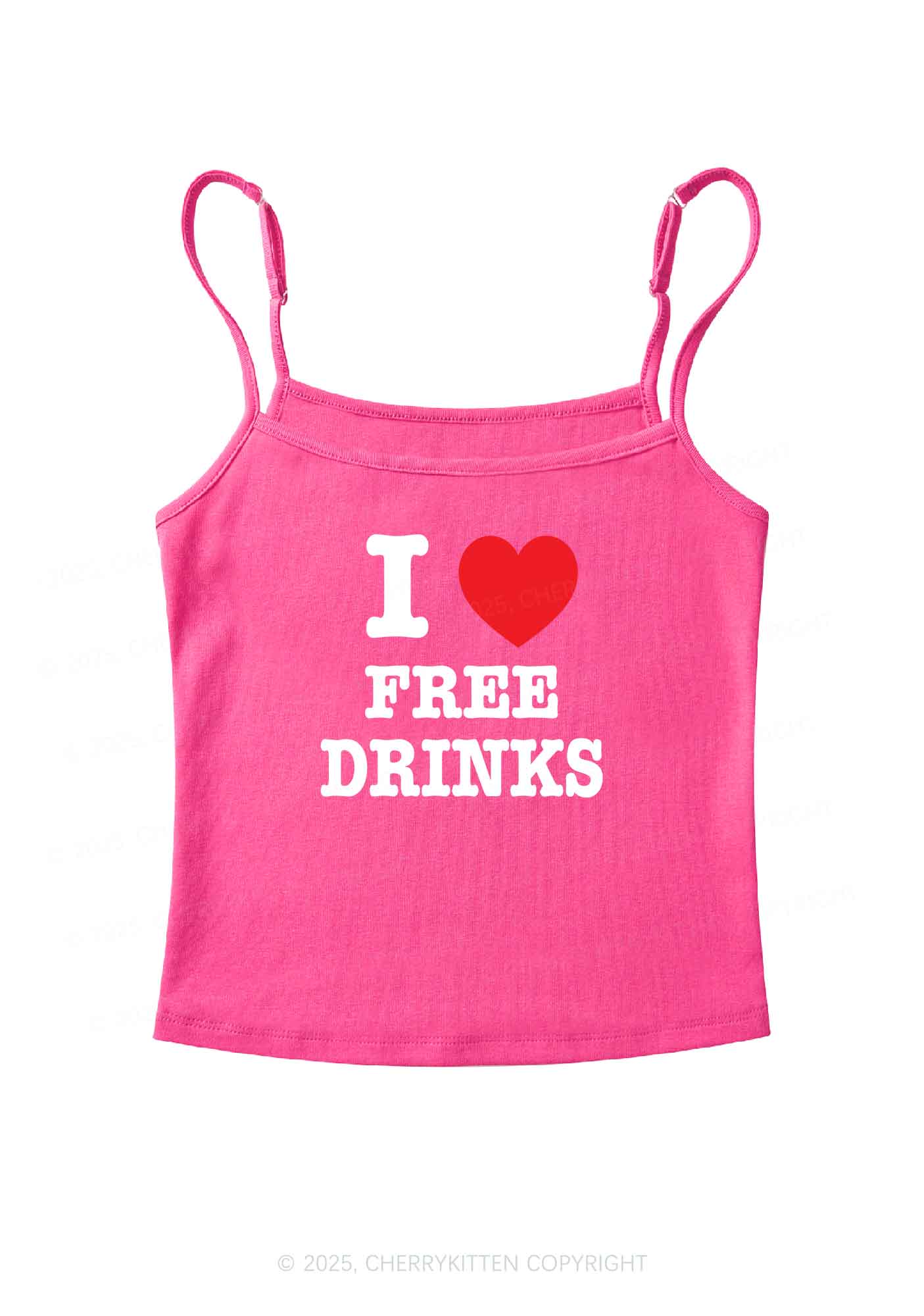 I Love Free Drinks Y2K Spaghetti Strap Cami Cherrykitten