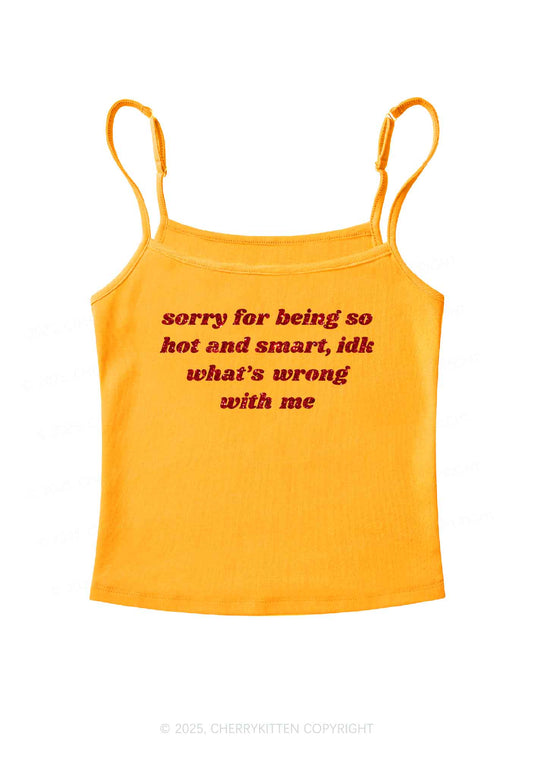Glitter Sorry For Being So Smart Y2K Spaghetti Strap Cami Cherrykitten