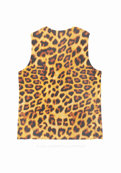 Brown Leopard Y2K Mesh Muscle Tank Cherrykitten