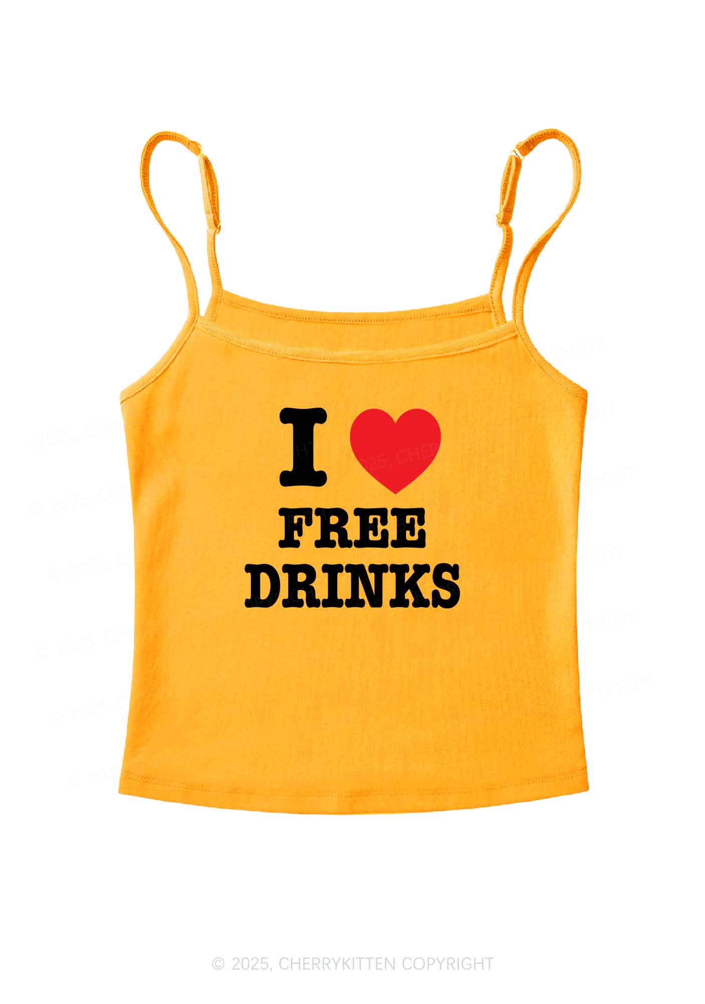 I Love Free Drinks Y2K Spaghetti Strap Cami Cherrykitten