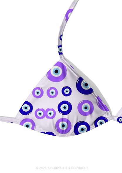 Purple Evil Eye Y2K Print Bikini Set Cherrykitten