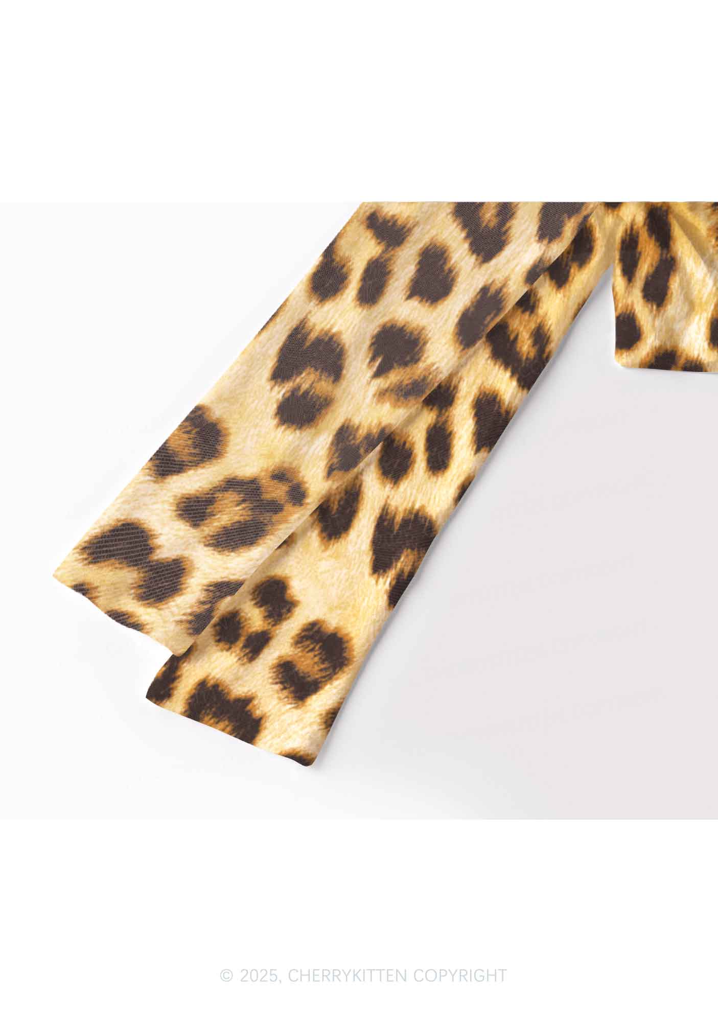 Brown Leopard Y2K Mesh Long Sleeve Crop Top Cherrykitten