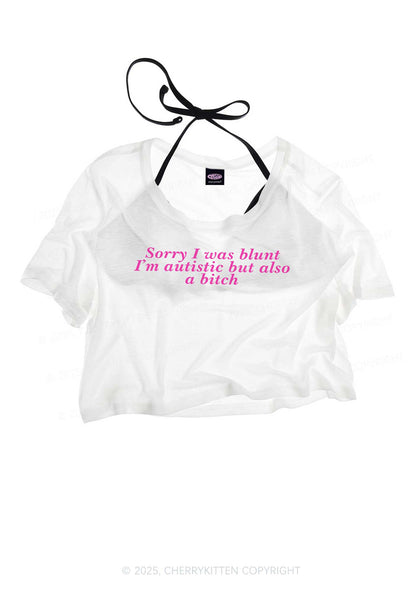 Sorry I Was Blunt Y2K Sheer Crop Tee Cherrykitten