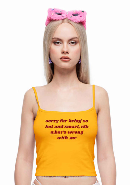 Glitter Sorry For Being So Smart Y2K Spaghetti Strap Cami Cherrykitten