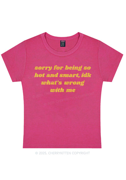 Glitter Sorry For Being So Smart Y2K Baby Tee Cherrykitten