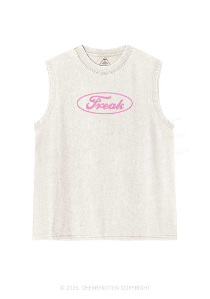 Glitter Oval Freak Y2K Washed Muscle Tank Cherrykitten