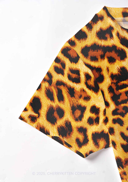 Brown Leopard Y2K Mesh Crop Top Cherrykitten