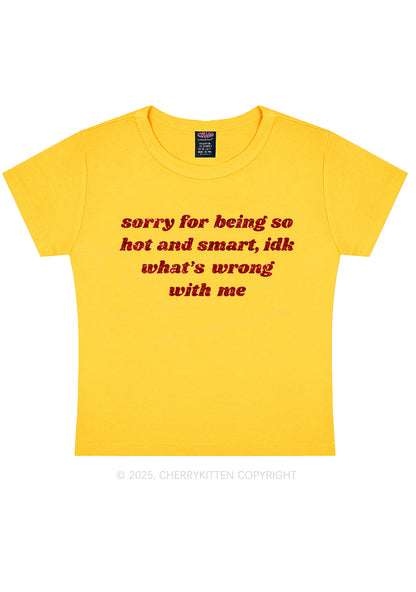 Glitter Sorry For Being So Smart Y2K Baby Tee Cherrykitten