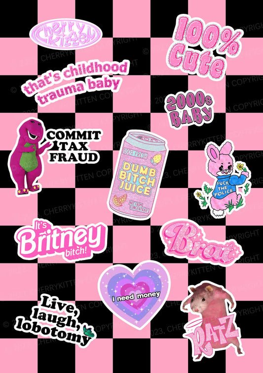 Cherrykitten Favorites Y2K Stickers Pack Of 12